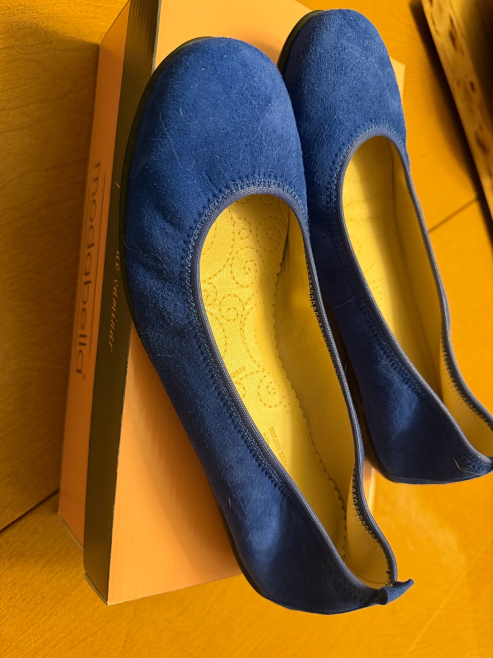 Blue Suede Ballet Flats - Comfort Slip-On for Women